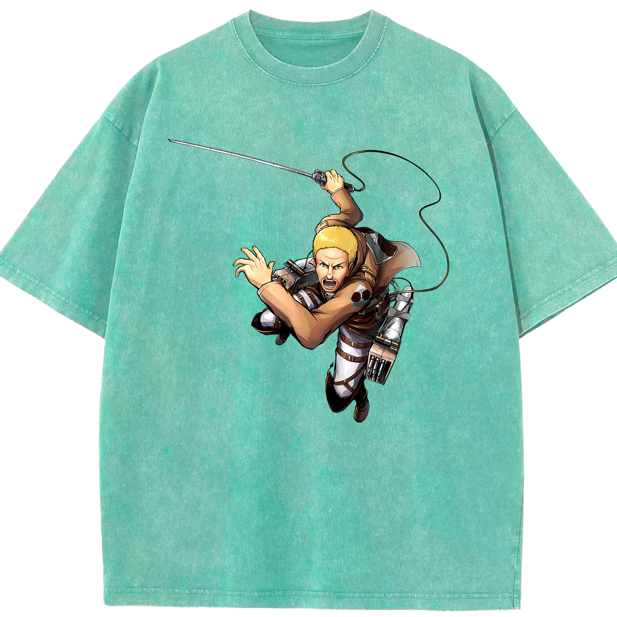 （画像用） 進撃の巨人 ハンネス Attack on Titan Hannes 綿100% ヴィンテージ風 半袖Tシャツ（フロントプリント）